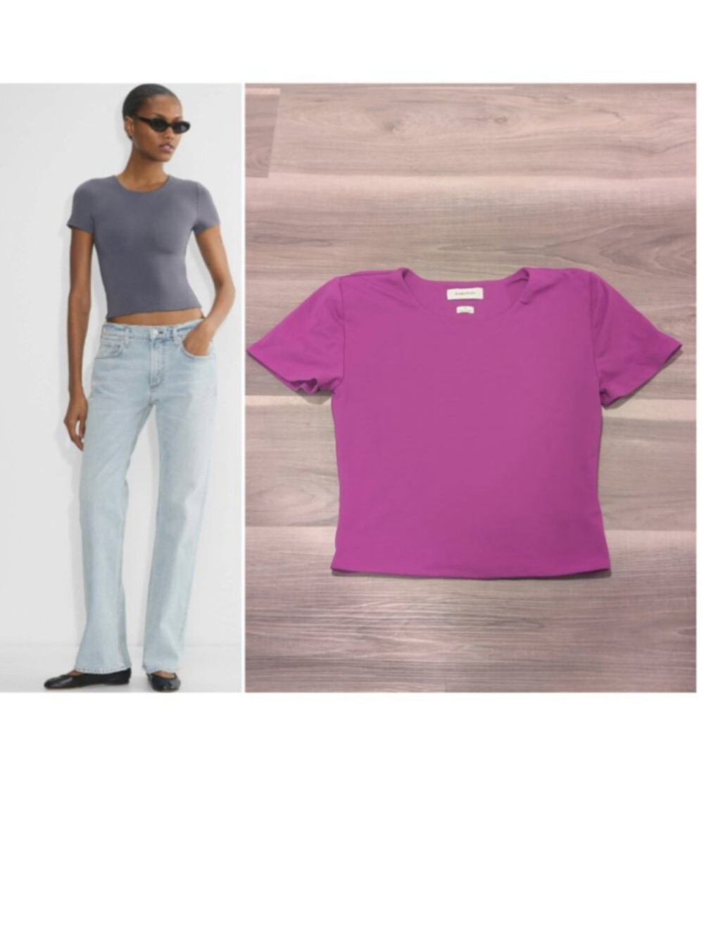 Aritzia Babaton | Contour Crewneck Short Sleeve Cropped T-Shirt In Ube Purple